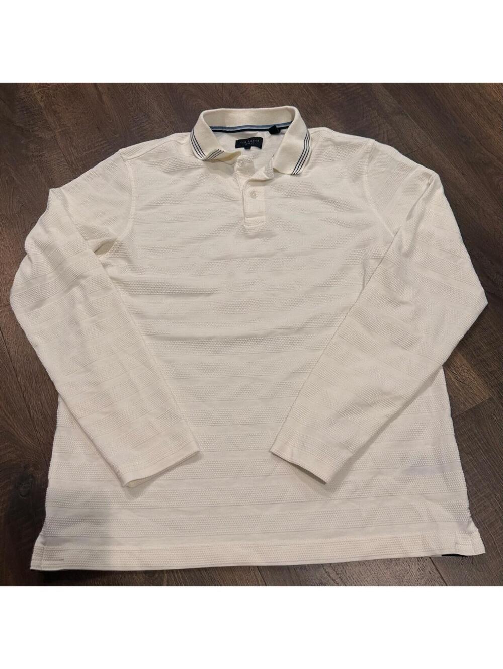 Ted Baker Men's White and Cream Polo-shirt